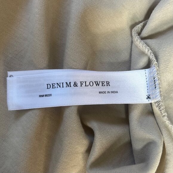 Denim & Flower Textured Crew Neck Tshirt Mens Medium Beige New - Picture 8 of 13